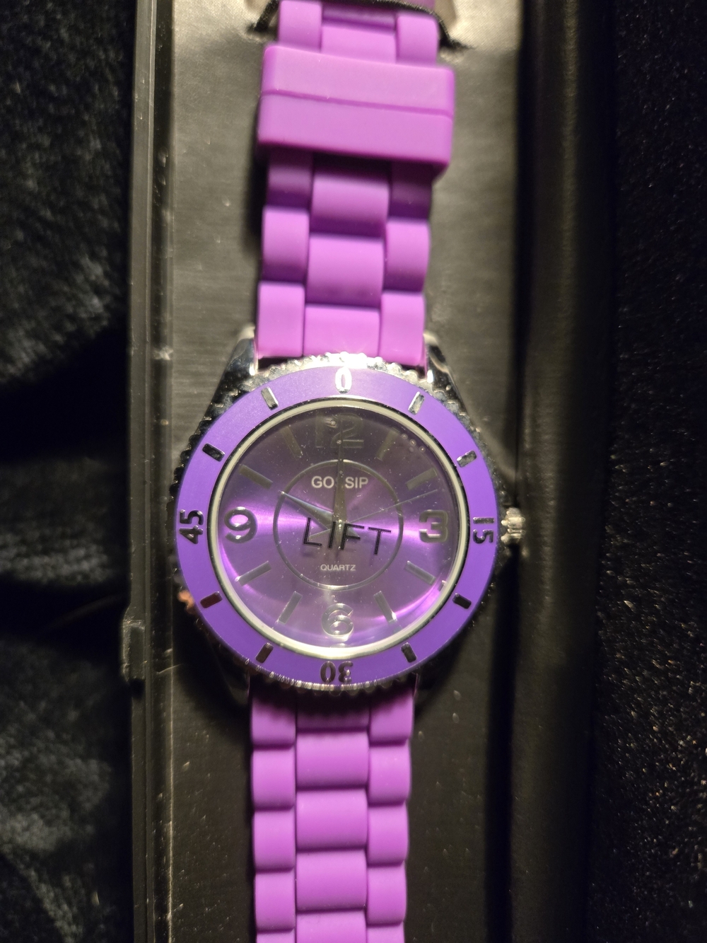 Gossip Vibrant Purple Silicone Strap Watch with Silver Accents - Picture 3 of 6
